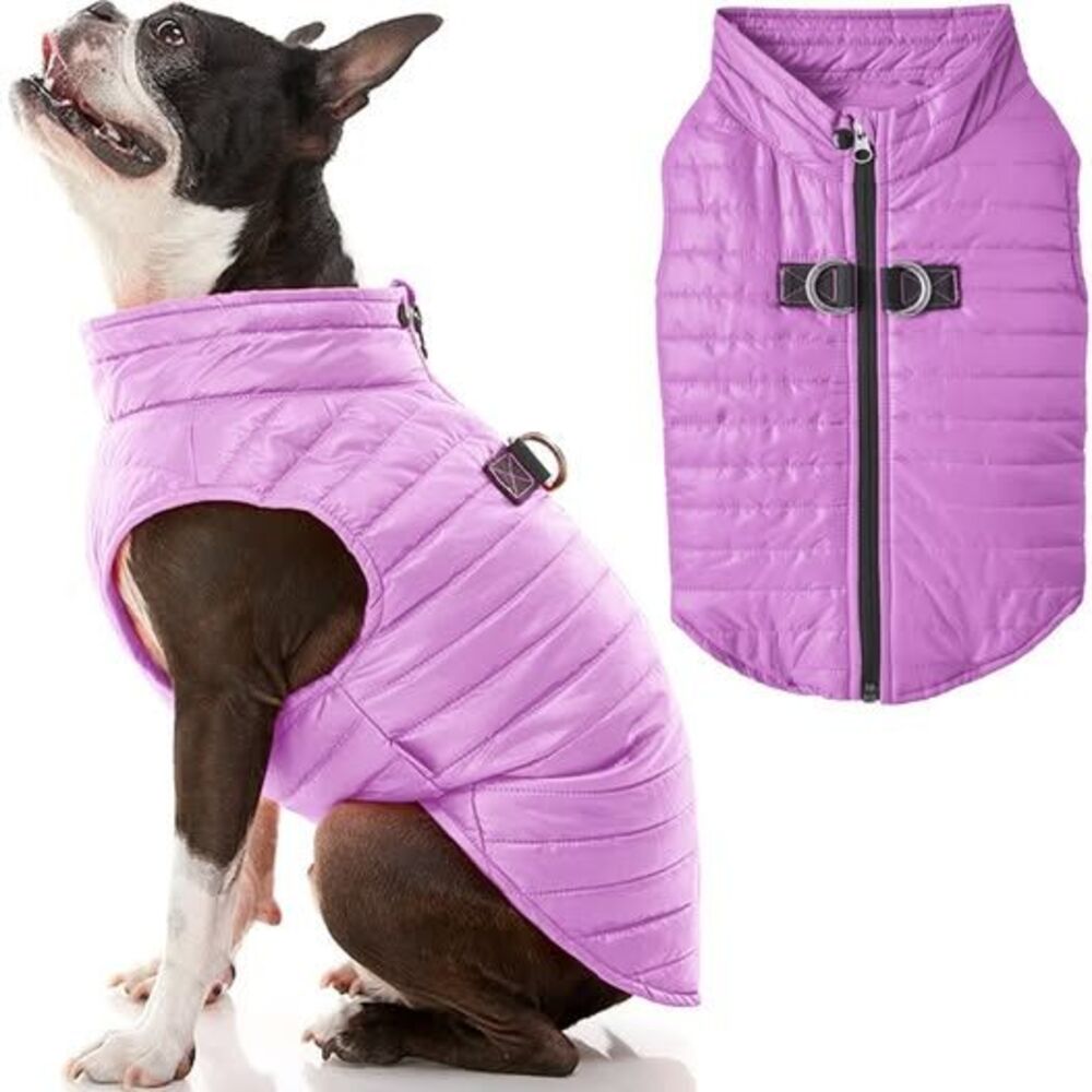 Gooby Puffer Vest Dog Jacket - Purple, X-Small